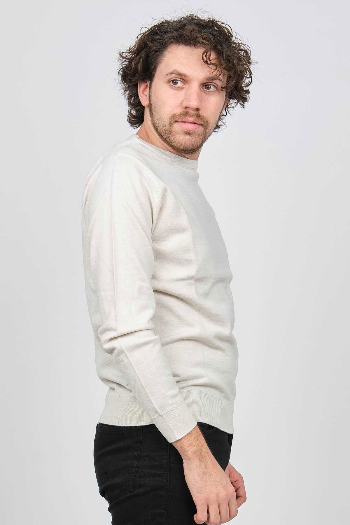 Desen Triko Erkek Bisiklet Yaka Yün Kazak 0249603 Kemik - 4