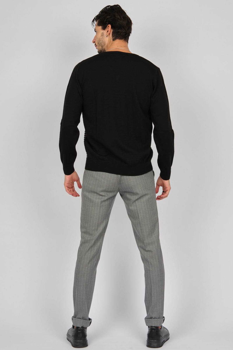 Desen Triko Erkek Desenli V Yaka Yün Kazak 0249640 Siyah - 5