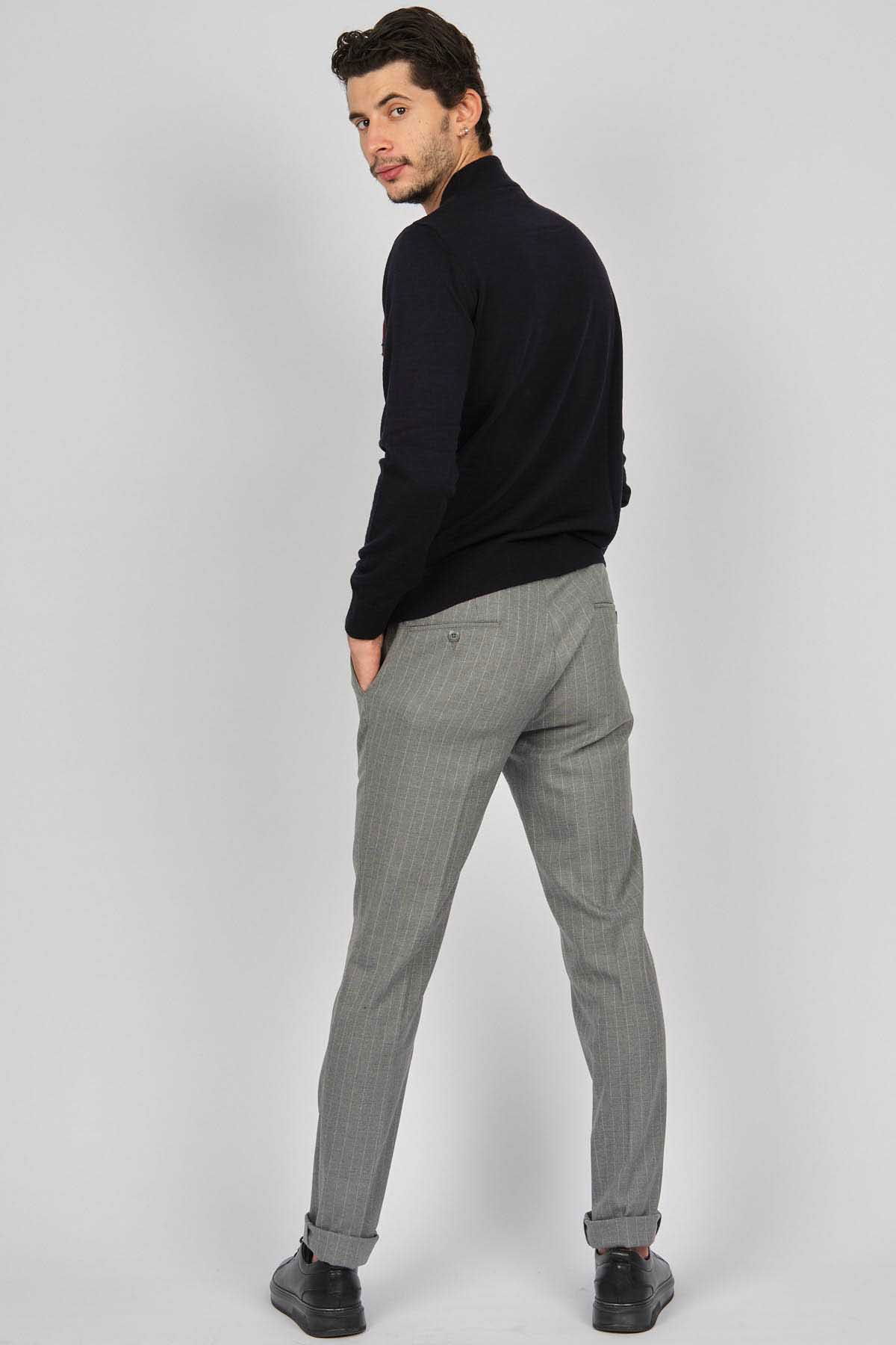 Desen Triko Erkek Desenli Yarım Balıkçı Yün Kazak 0249641 Lacivert - 5