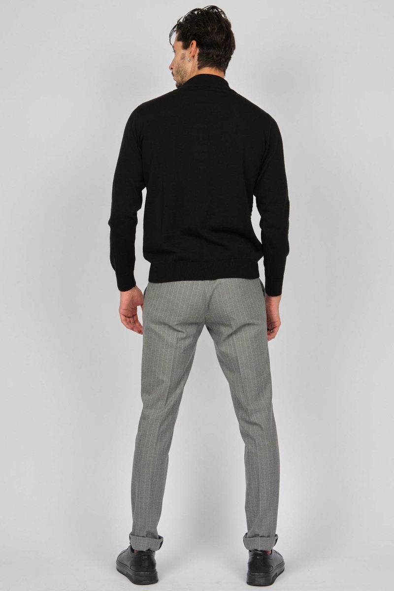 Desen Triko Erkek Desenli Yarım Balıkçı Yün Kazak 0249641 Siyah - 5