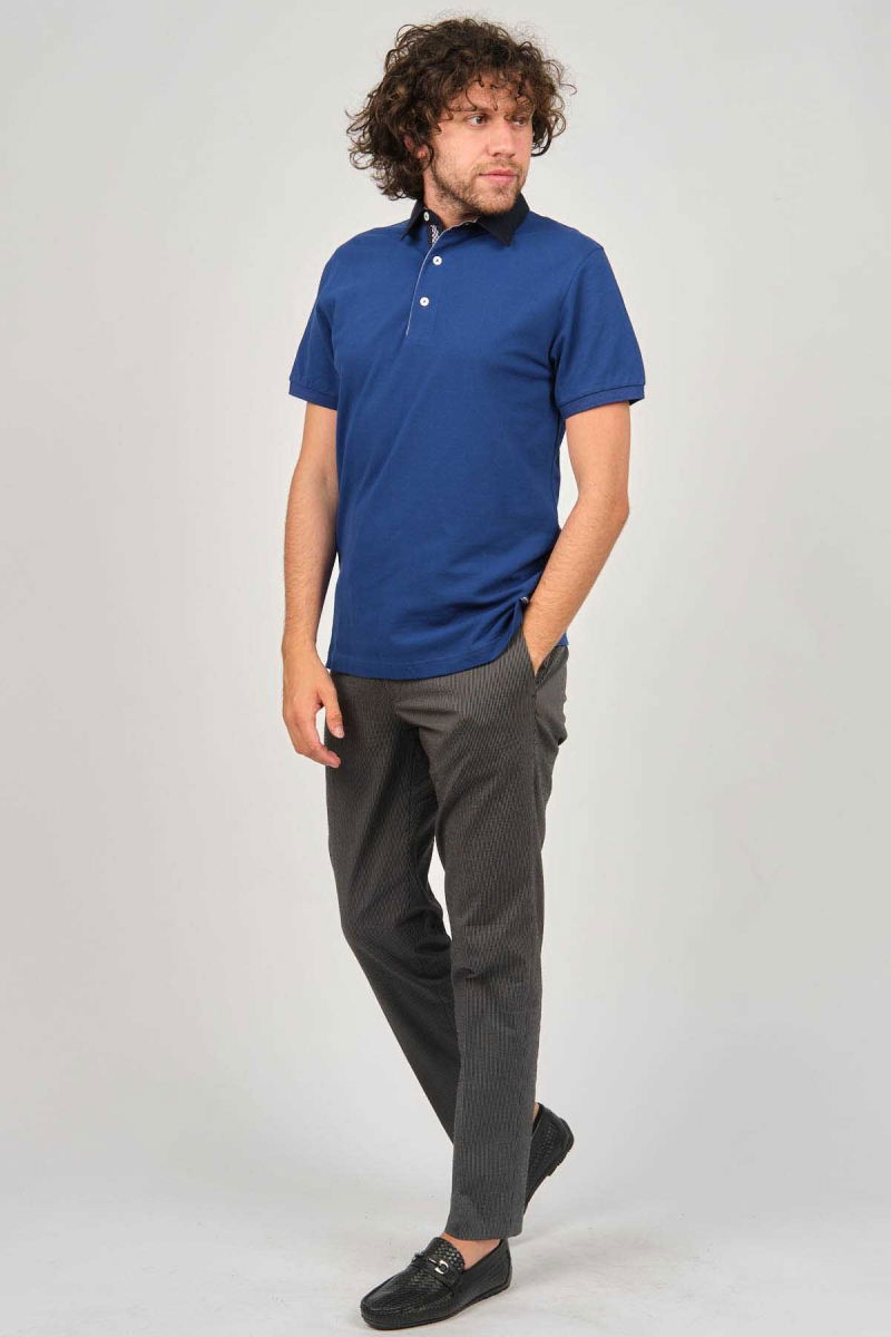 Desen Triko Erkek Polo Yaka T-Shirt 0249812 Indigo - 2