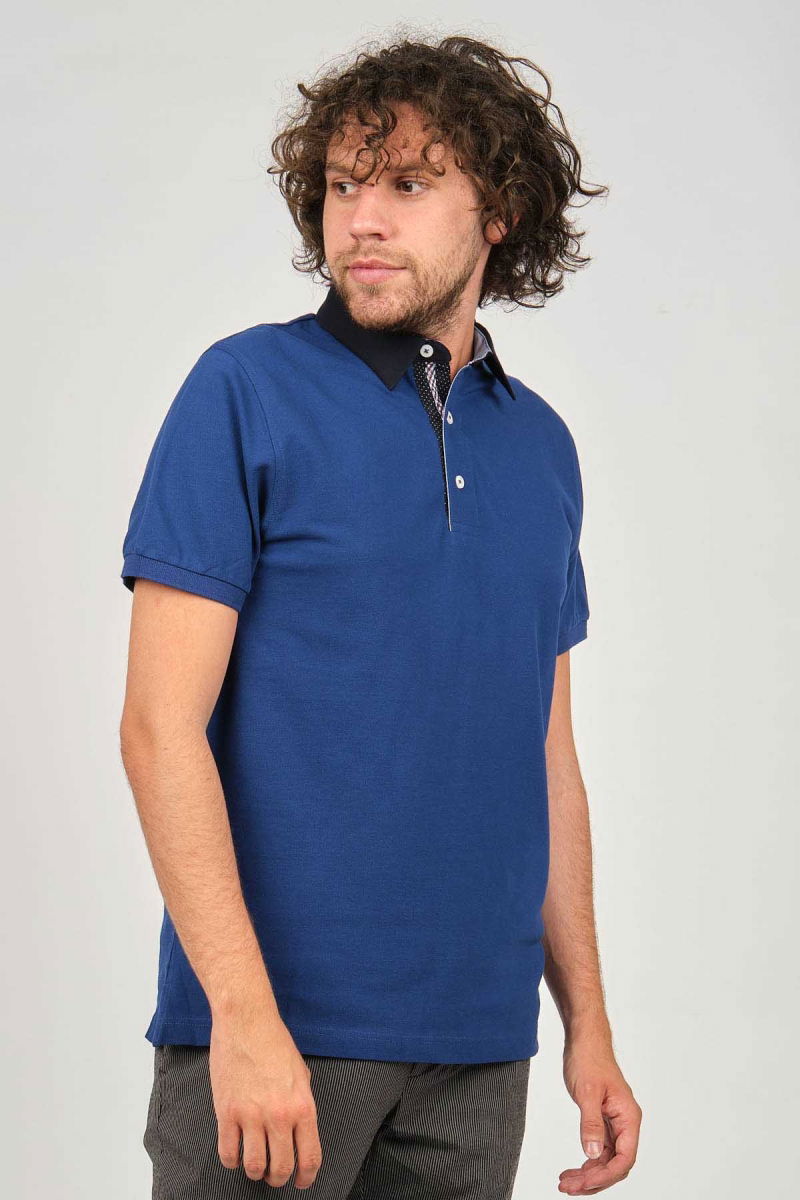 Desen Triko Erkek Polo Yaka T-Shirt 0249812 Indigo - 3