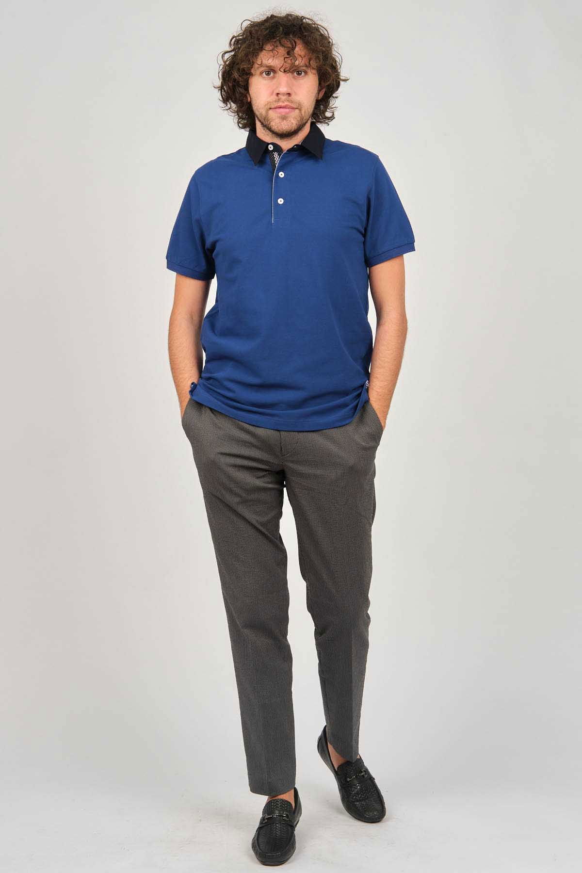 Desen Triko Erkek Polo Yaka T-Shirt 0249812 Indigo - 6