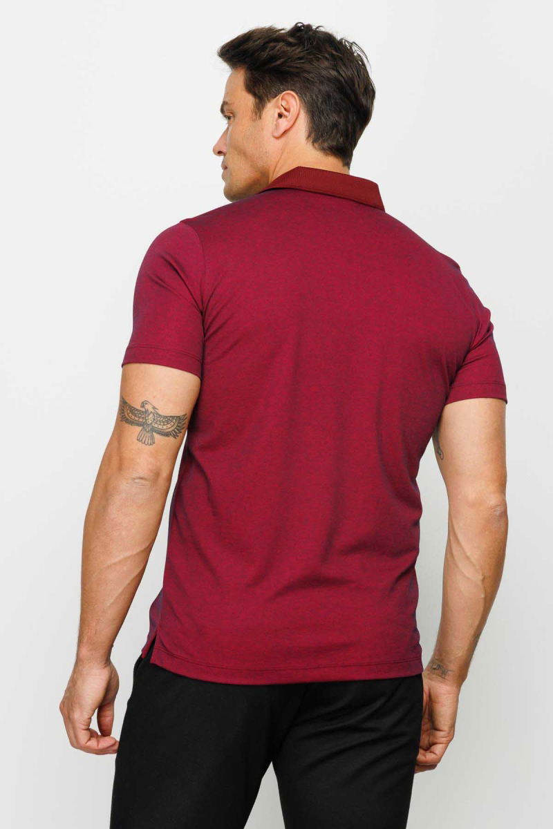 Desen Triko Erkek Polo Yaka T-Shirt 23301 Bordo - 5