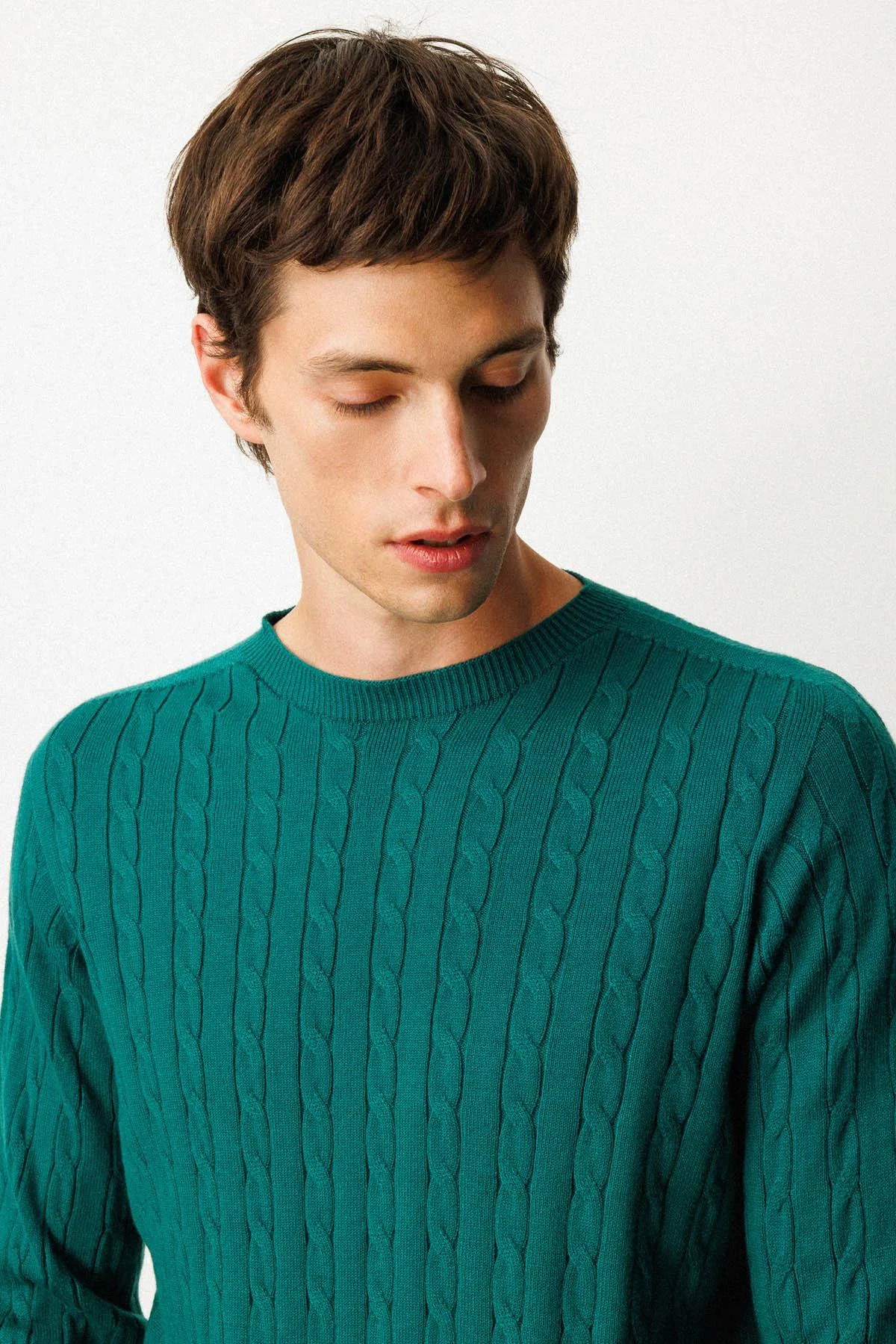 Desen Triko Erkek Sıfır Yaka Saç Örgülü Kazak 25500 Ö. Başı - 2