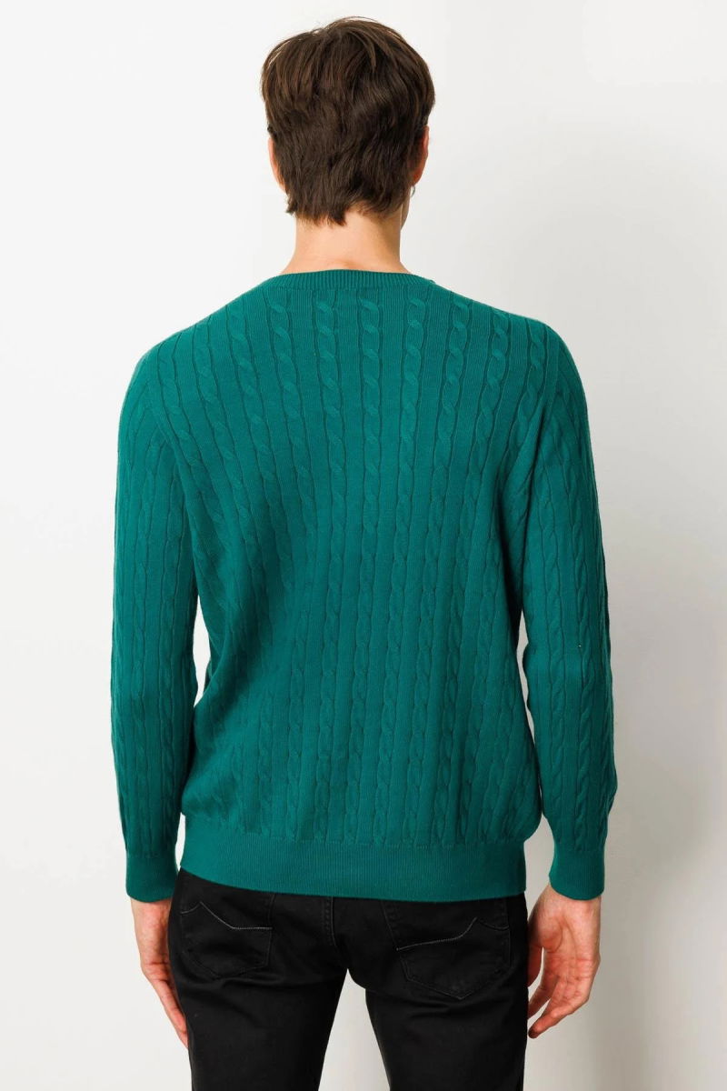 Desen Triko Erkek Sıfır Yaka Saç Örgülü Kazak 25500 Ö. Başı - 4