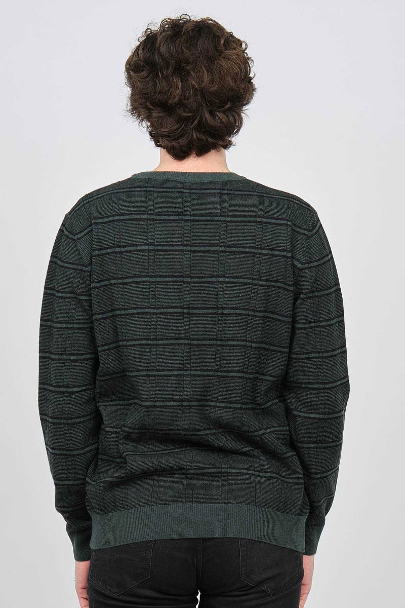 Desen Triko Erkek V Yaka Desenli Saf Yün Kazak 0246569 Yeşil - 5