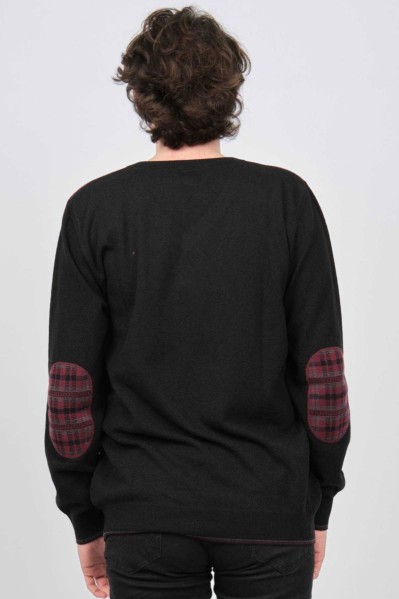 Desen Triko Erkek V Yaka Saf Yün Kazak 0246538 Siyah - 5