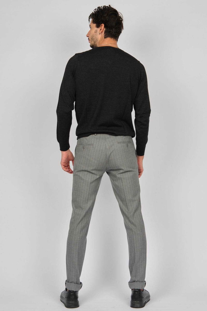 Desen Triko Erkek V Yaka Yün Kazak 0249617 Füme - 5