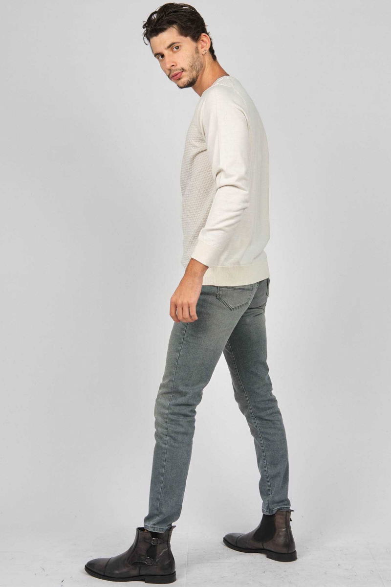 Desen Triko Erkek V Yaka Yün Kazak 0249617 Kemik - 6