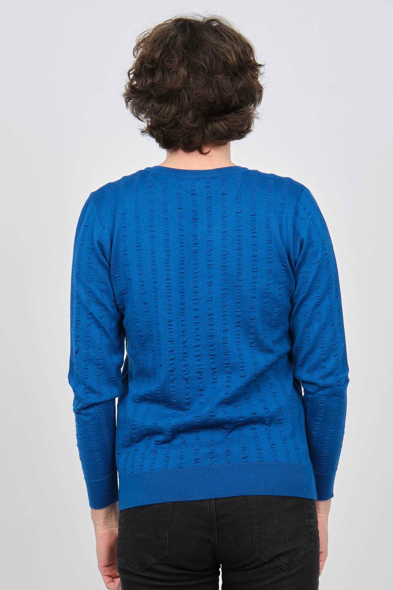 Desen Triko Erkek V Yaka Yün Kazak 0249626 Saks - 5