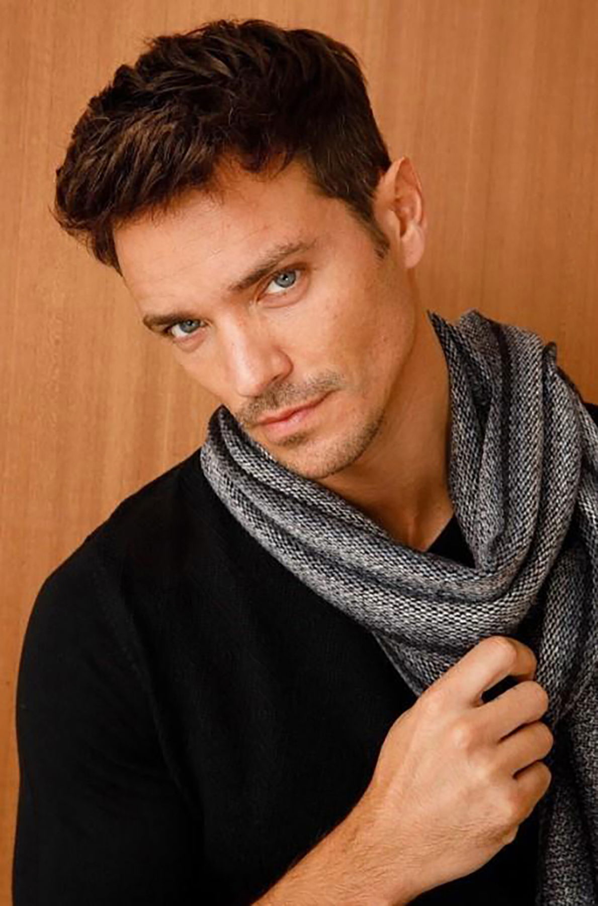 Desen Triko Erkek Yün Kaşkol 21526 Siyah - 3