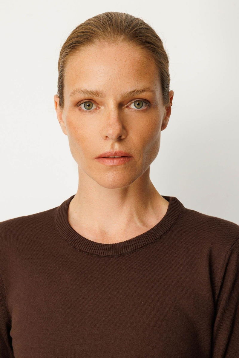 Desen Triko Kadın Basic Sıfır Yaka Kazak 0242308 Kahverengi - 2