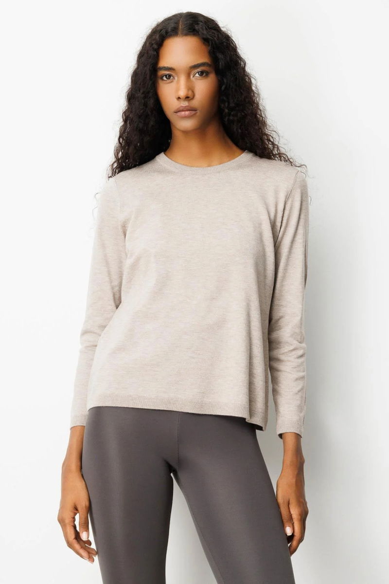 Desen Triko Kadın Basic Sıfır Yaka Kazak 0242308 Vizon - Desen Triko