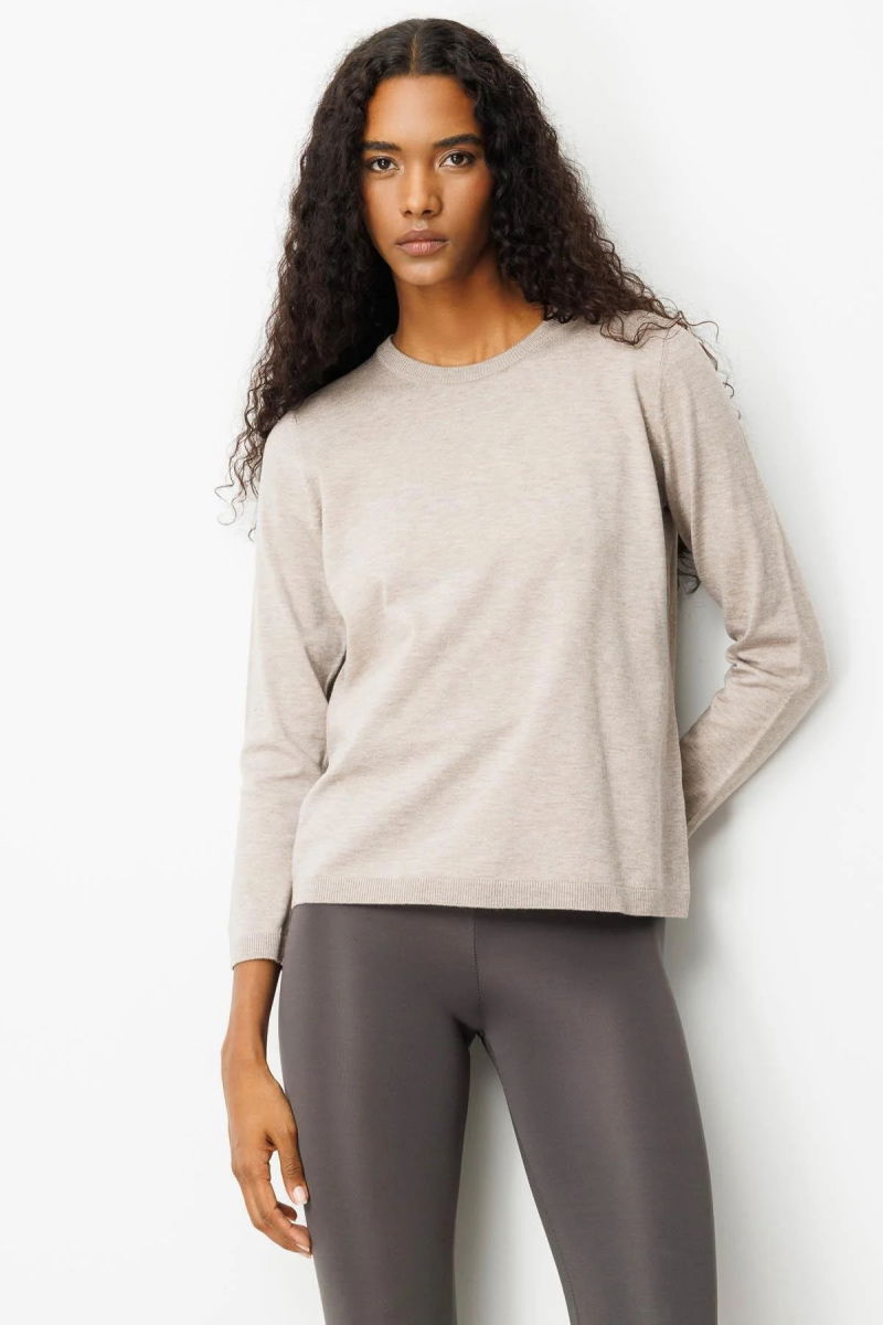 Desen Triko Kadın Basic Sıfır Yaka Kazak 0242308 Vizon - 3