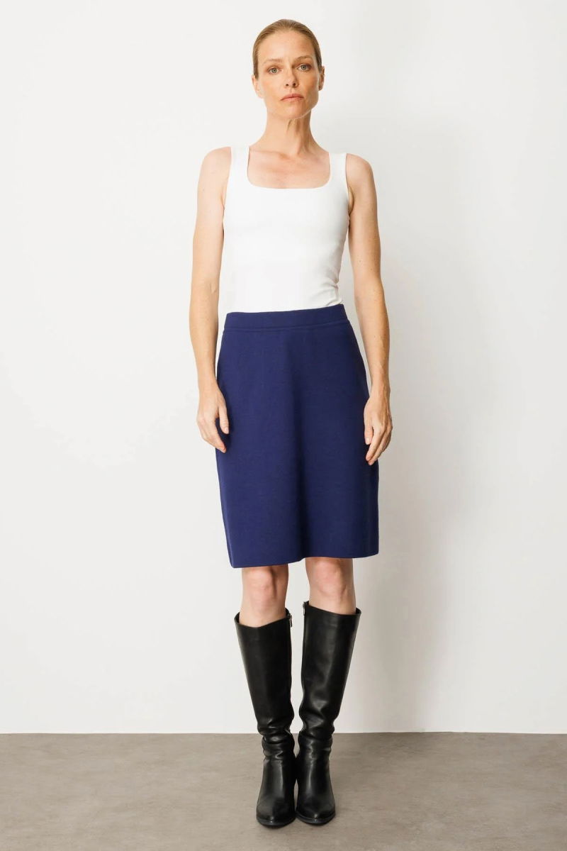 Desen Triko Kadın Düz Basic Etek 25066 Lacivert - 2