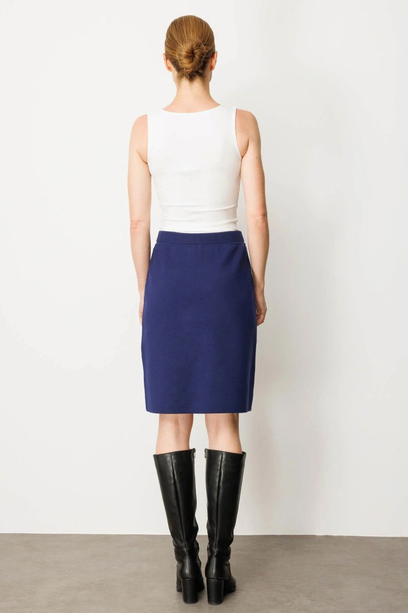 Desen Triko Kadın Düz Basic Etek 25066 Lacivert - 3