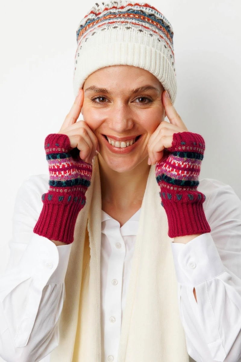 Desen Triko Kadın Jakarlı Yün Eldiven 25076 K.Kırmızı - Desen Triko