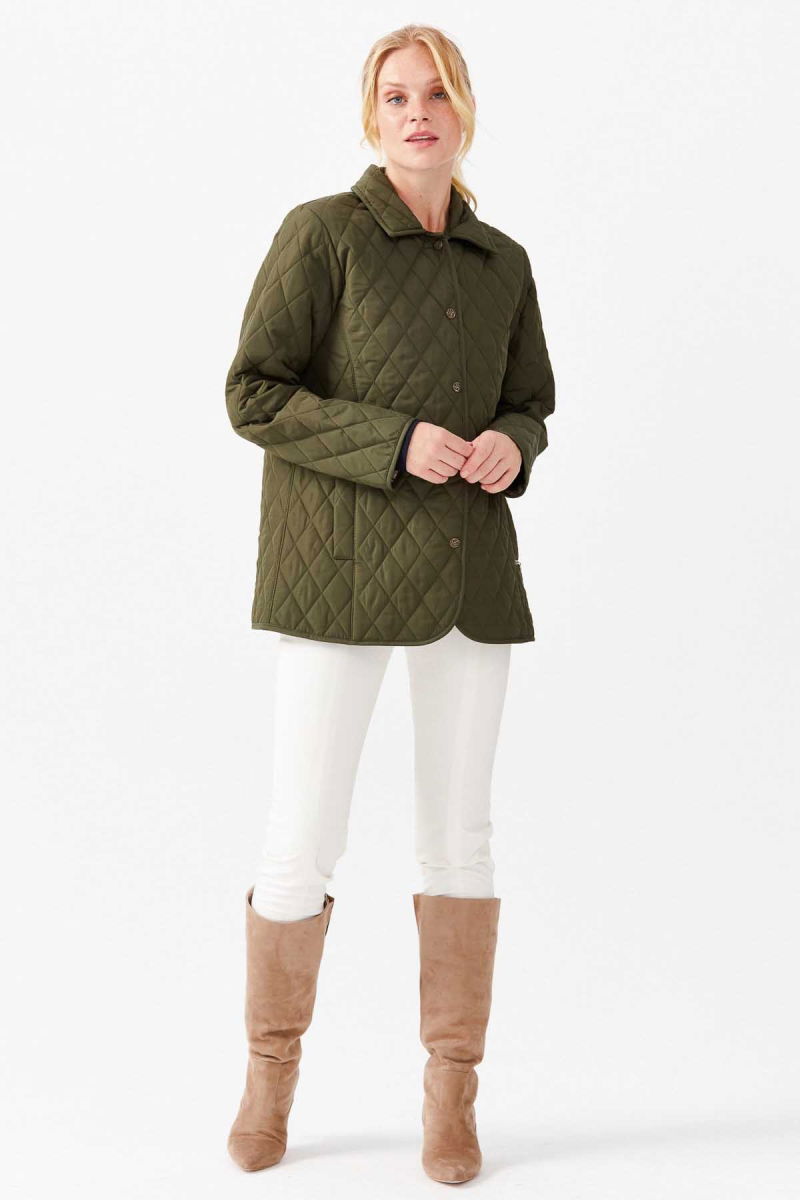 Desen Triko Kadın Kapitone Araboy Ceket 02421433 Haki - 2