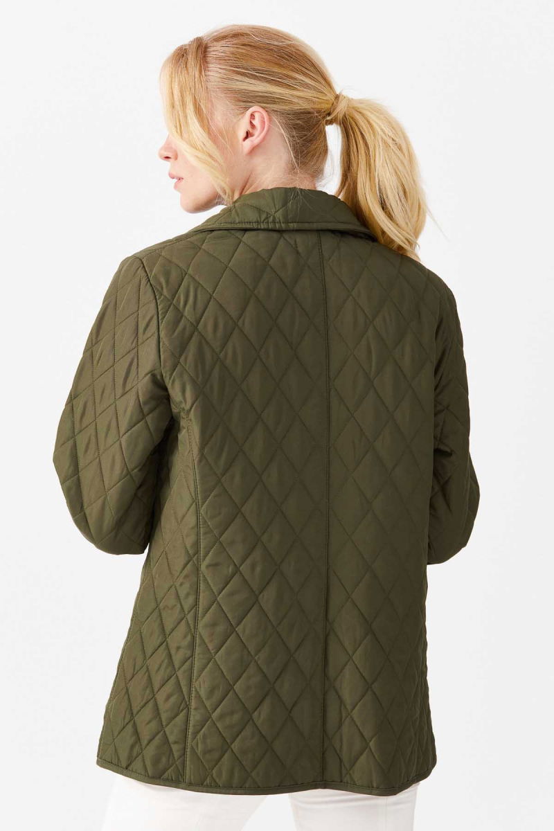 Desen Triko Kadın Kapitone Araboy Ceket 02421433 Haki - 5