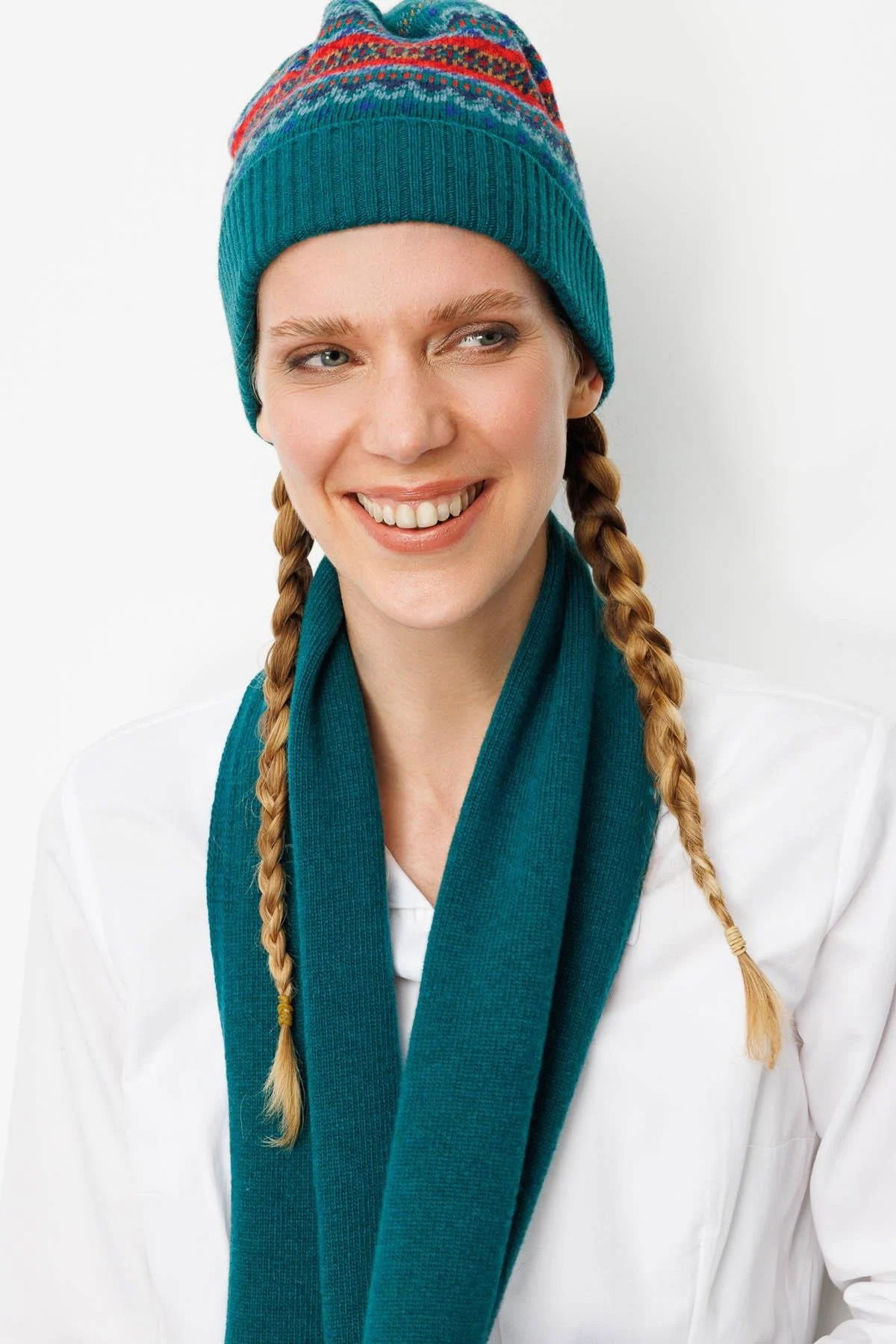 Desen Triko Kadın Kenarları Jakarlı Püsküllü Yün Kaşkol 25075 Ördek Yeşili - 4