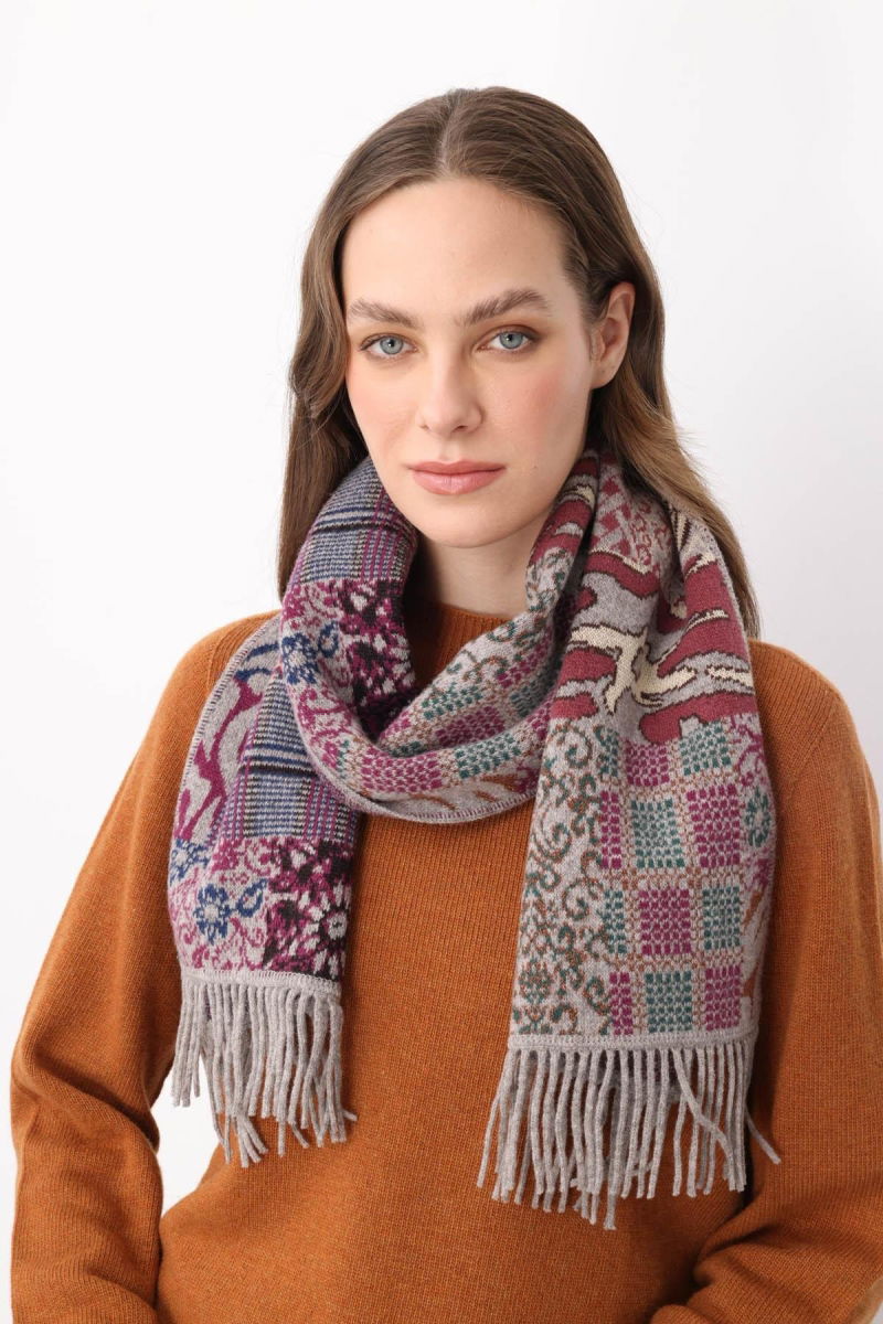 Desen Triko Kadın Kırkyama Desenli Kaşkol 22142 Vizon - 3