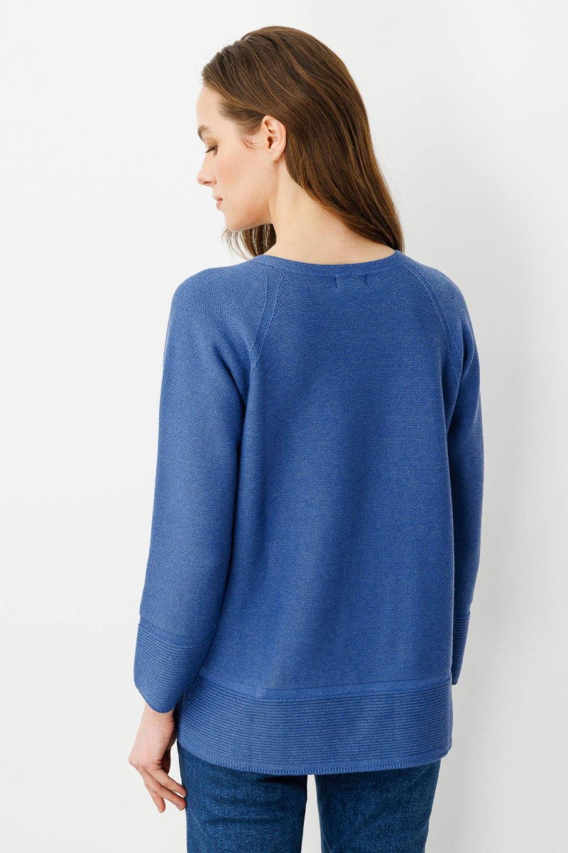 Desen Triko Kadın Sıfır Yaka Dikişsiz Kazak 24189 Indigo - 4