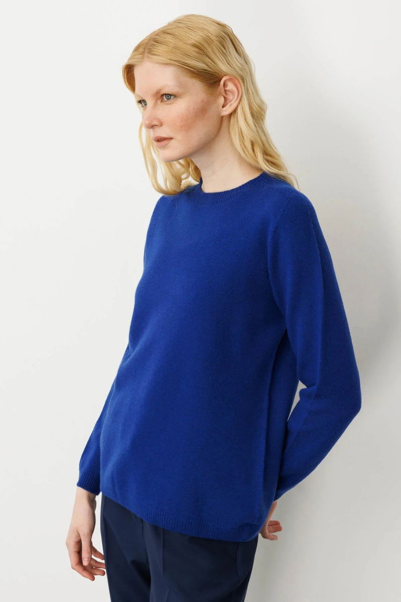 Desen Triko Kadın Sıfır Yaka Klasik Yün Kazak 23163 K.S. Mavi - 3