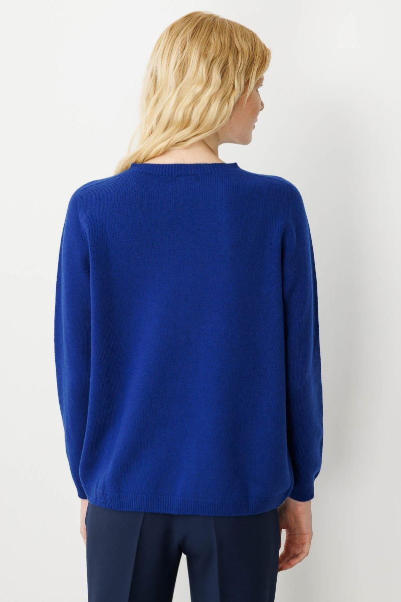 Desen Triko Kadın Sıfır Yaka Klasik Yün Kazak 23163 K.S. Mavi - 4
