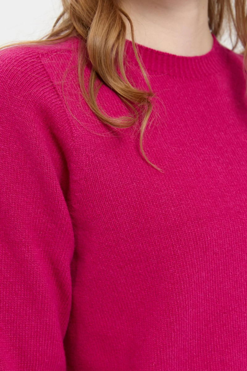 Desen Triko Kadın Sıfır Yaka Klasik Yün Kazak 23163 Sıklamen - 4