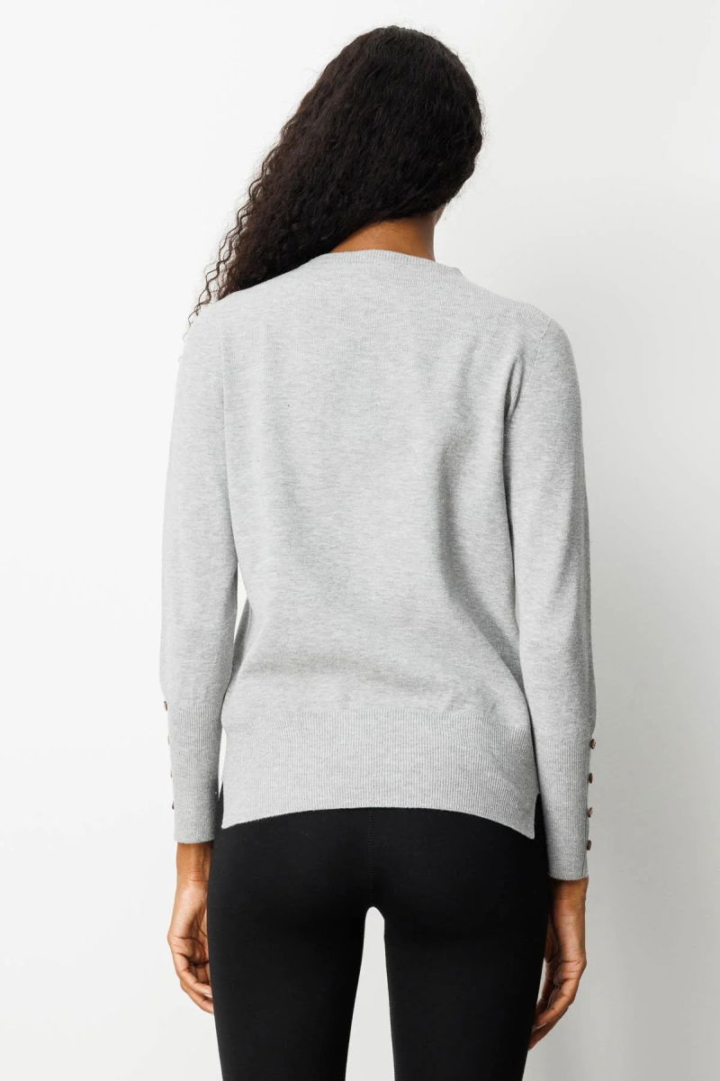 Desen Triko Kadın Sıfır Yaka Önü Kısa Arkası Uzun Bluz 23331 Gri - 4