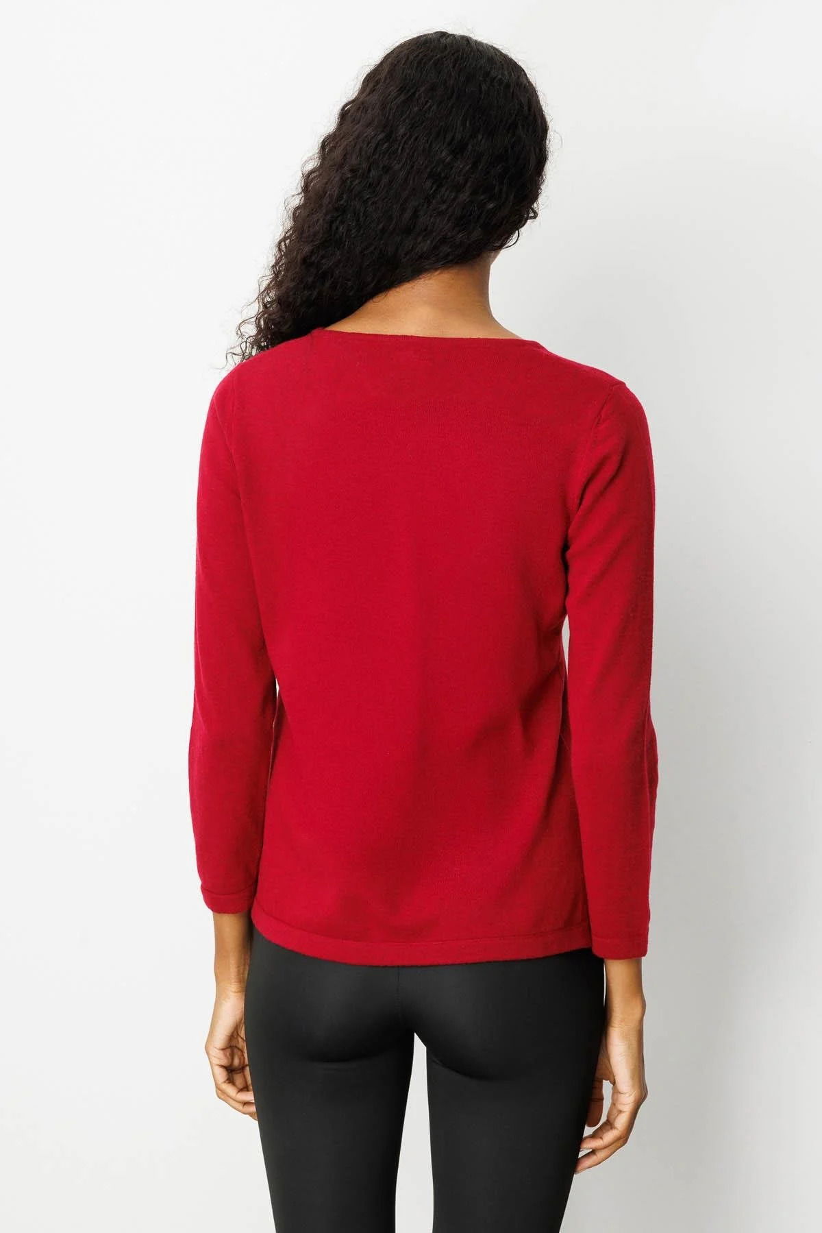 Desen Triko Kadın Sıfır Yaka Yaka Kenarı İşlemeli Yün Bluz 25036 Vişne Çürüğü - 4