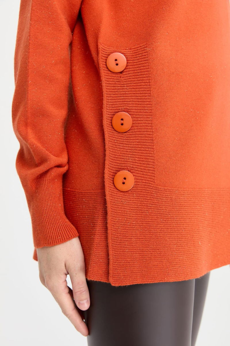 Desen Triko Kadın Tam Balıkçı Yaka Dikişsiz Kazak 23391 Portakal - 3