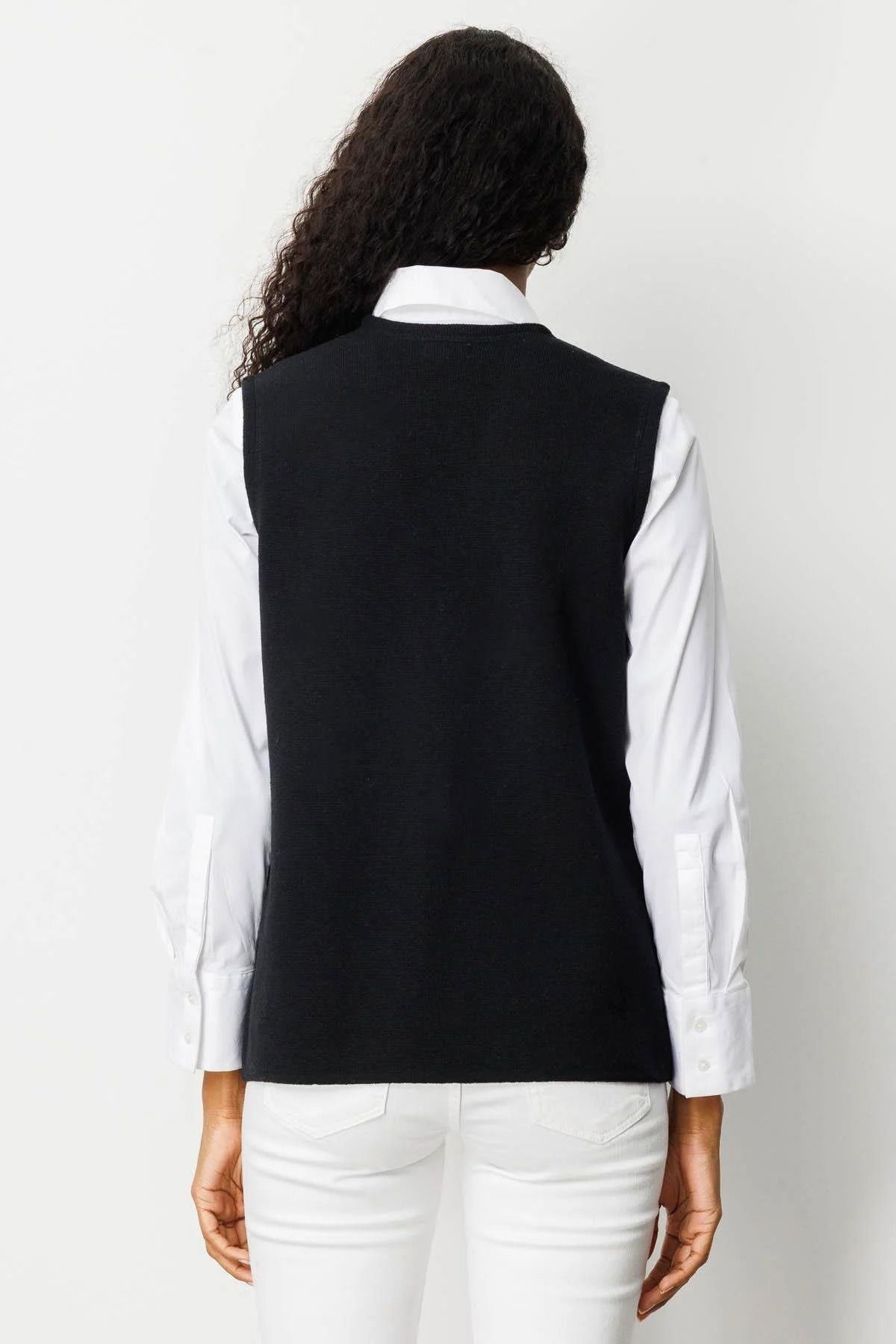 Desen Triko Kadın V Yaka Çelik Örgü Yün Anne Yelek 25044 Siyah - 4