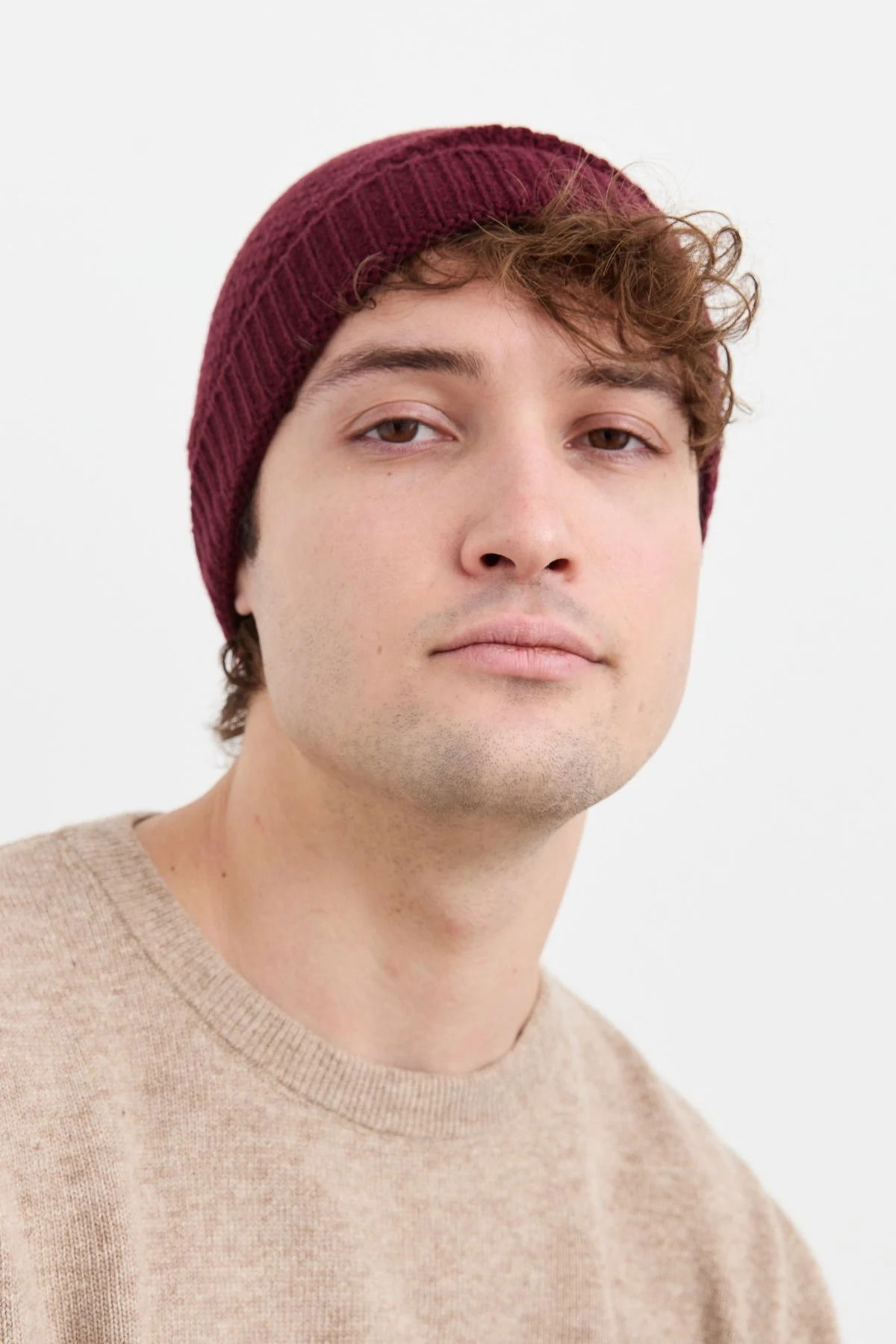 Desen Triko Unısex Yün Bere 22542 Bordo - 2