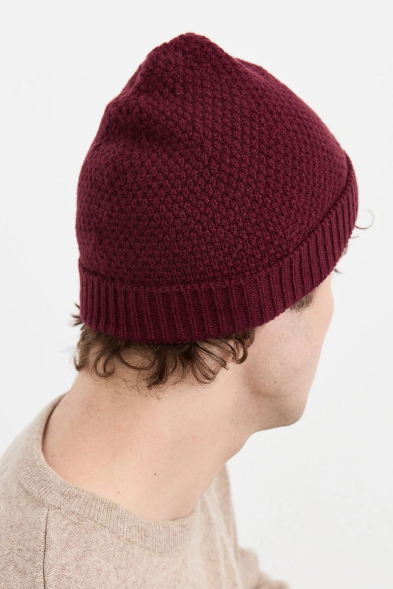 Desen Triko Unısex Yün Bere 22542 Bordo - 3