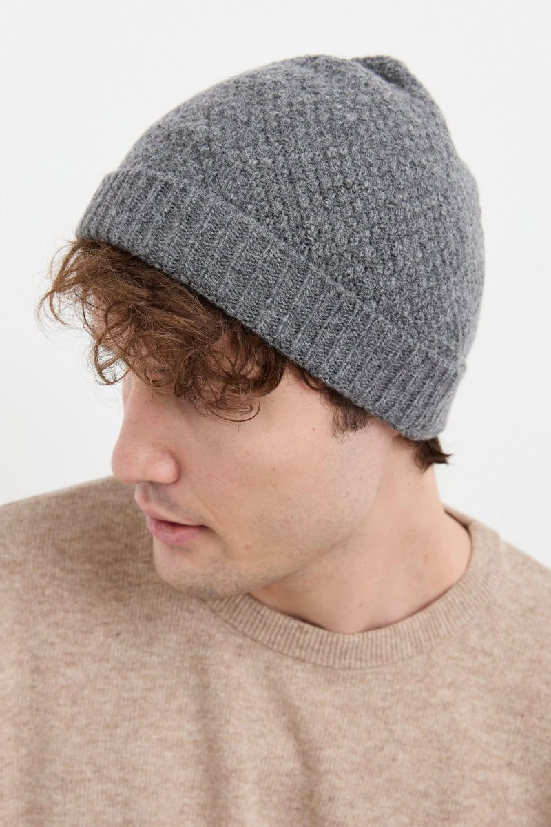 Desen Triko Unısex Yün Bere 22542 Füme - Desen Triko