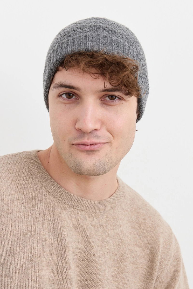 Desen Triko Unısex Yün Bere 22542 Füme - 2