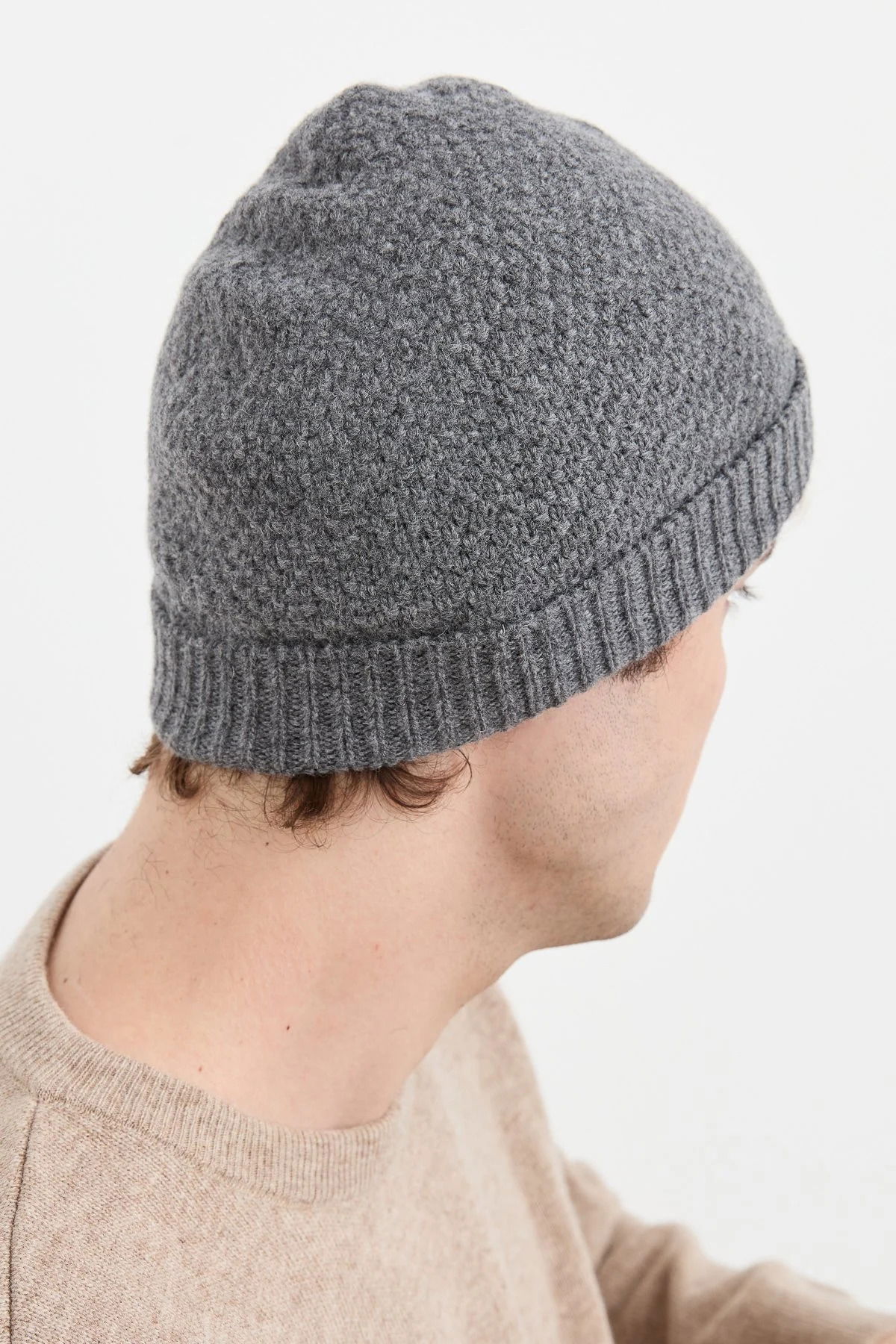 Desen Triko Unısex Yün Bere 22542 Füme - 3