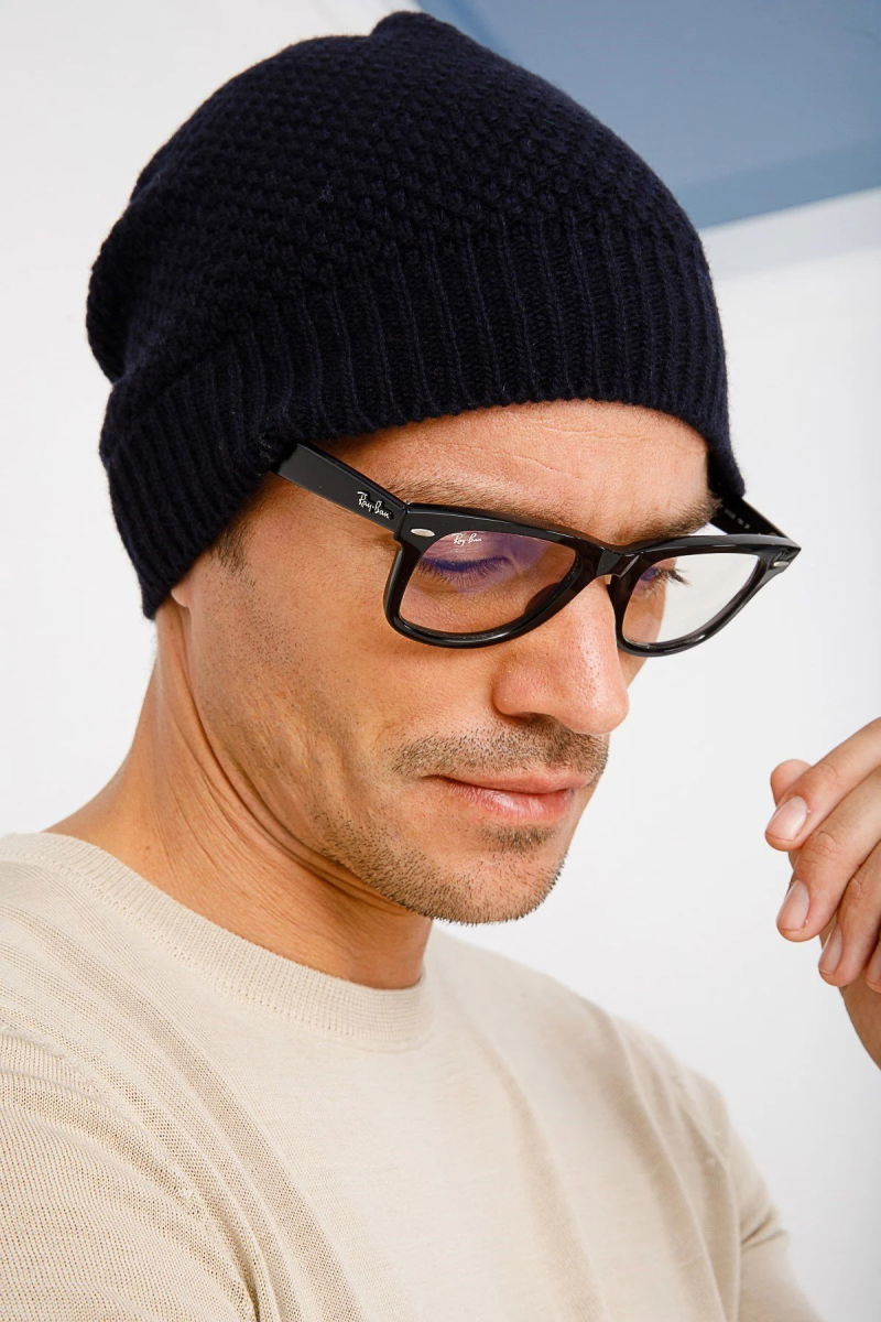 Desen Triko Unısex Yün Bere 22542 Koyu Lacivert - Desen Triko