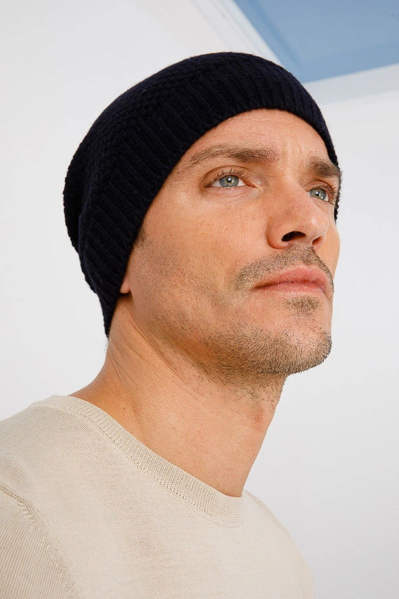 Desen Triko Unısex Yün Bere 22542 Koyu Lacivert - 2