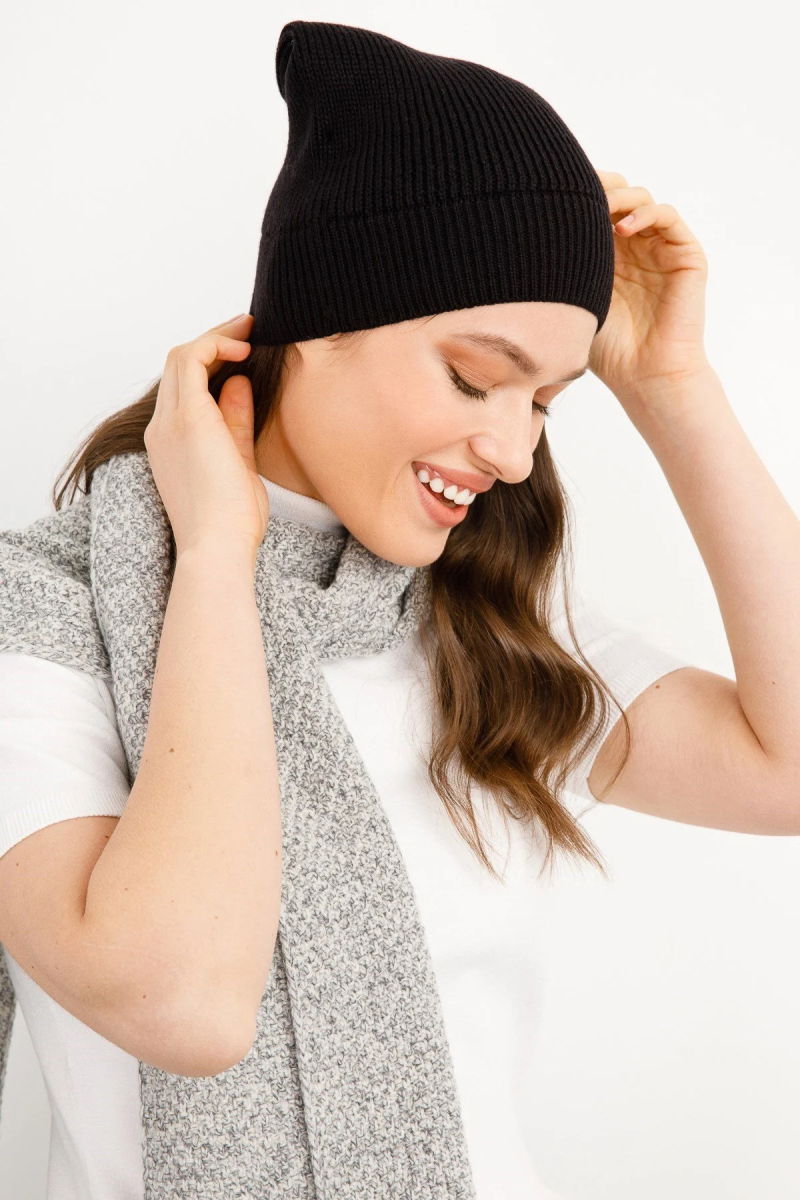 Desen Triko Unısex Yün Bere 22542 Siyah - 4