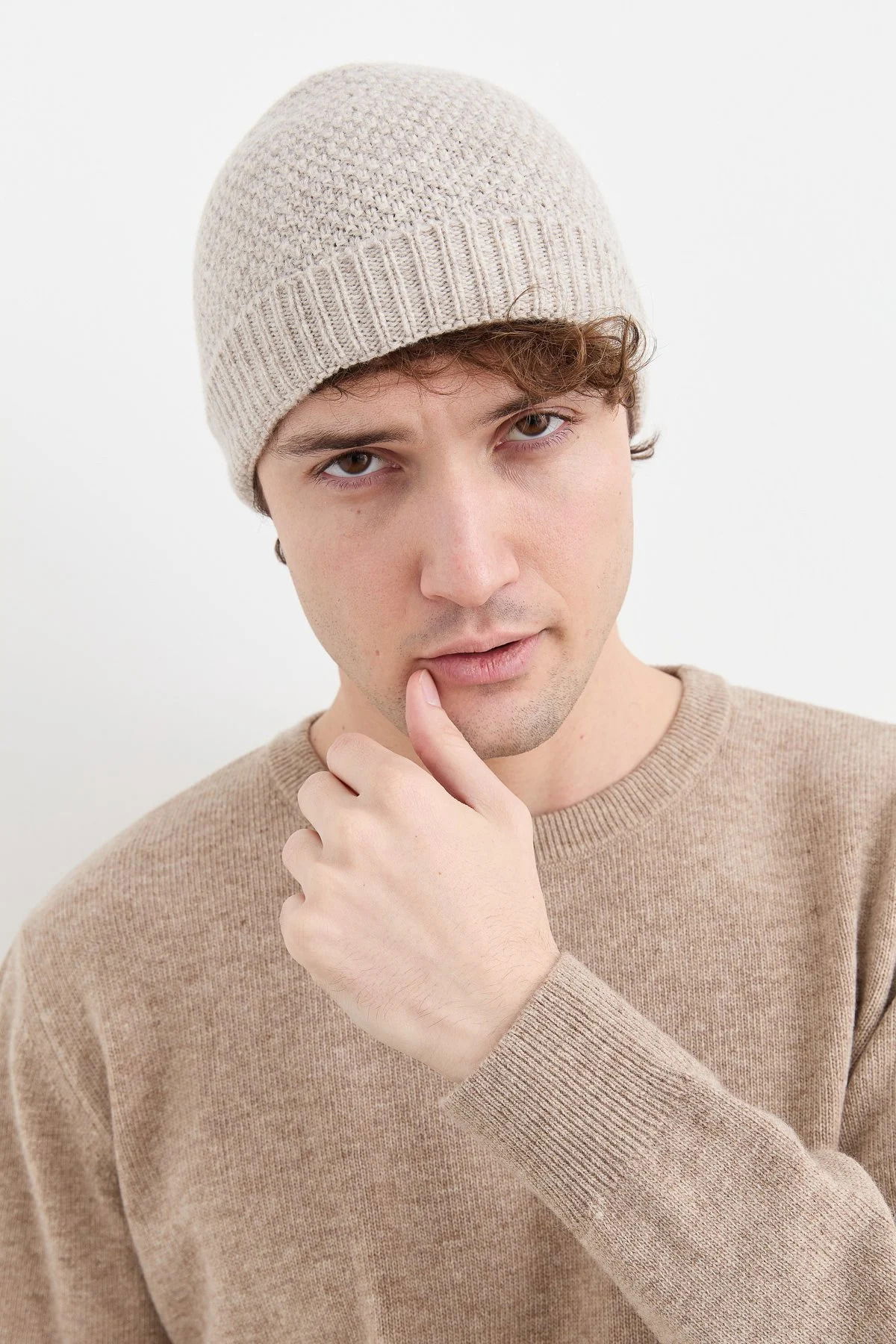 Desen Triko Unısex Yün Bere 22542 V.Bej - 1