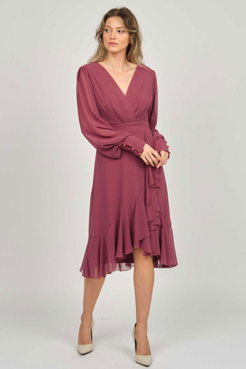 Doridorca Kadın Araboy Uzun Kol Abiye Elbise 5922117 Tarçın - 2