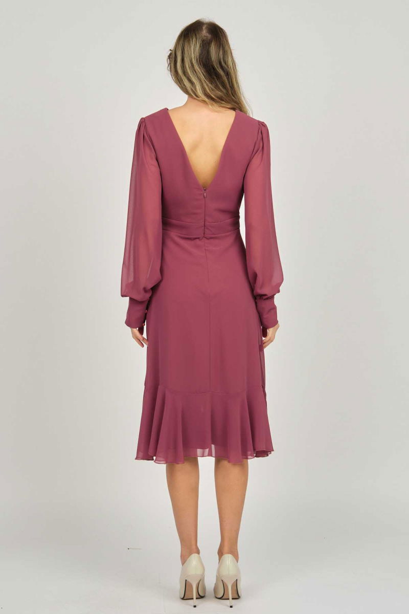 Doridorca Kadın Araboy Uzun Kol Abiye Elbise 5922117 Tarçın - 5