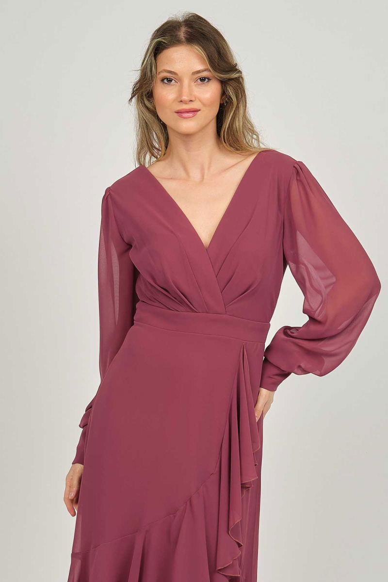 Doridorca Kadın Araboy Uzun Kol Abiye Elbise 5922117 Tarçın - 7