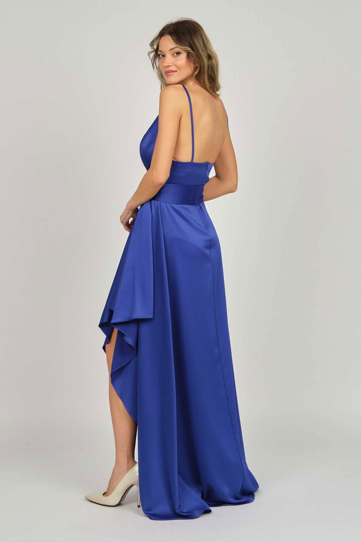 Doridorca Kadın Askılı Abiye Elbise 5923075 Gece Mavisi - 4