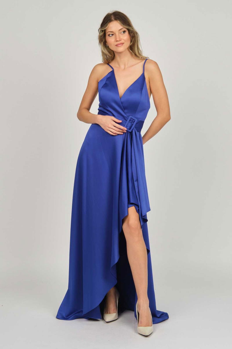 Doridorca Kadın Askılı Abiye Elbise 5923075 Gece Mavisi - 6