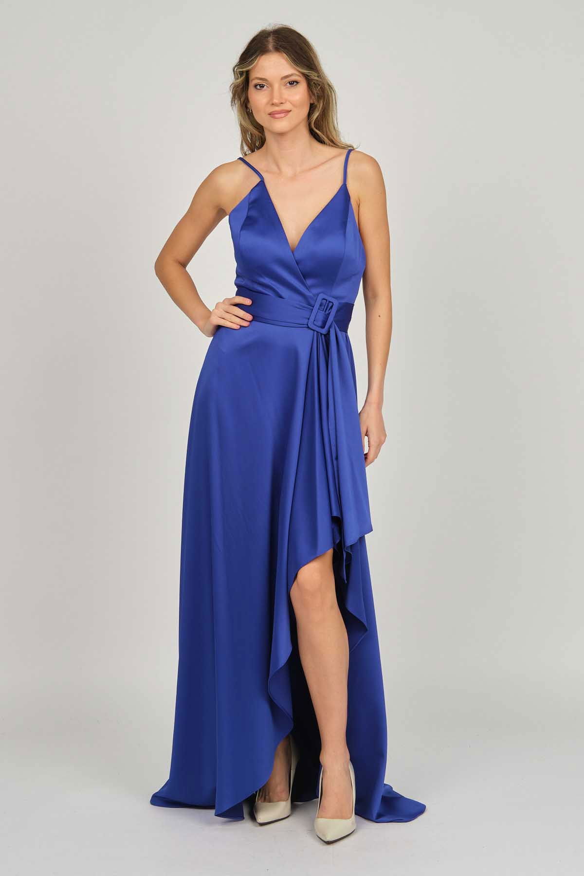 Doridorca Kadın Askılı Abiye Elbise 5923075 Gece Mavisi - 7