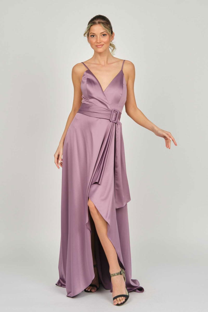 Doridorca Kadın Askılı Abiye Elbise 5923075 Lavanta 